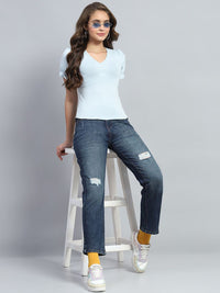 Monte Carlo Women Cotton Straight Fit Mildly Distressed Heavy Fade Jeans