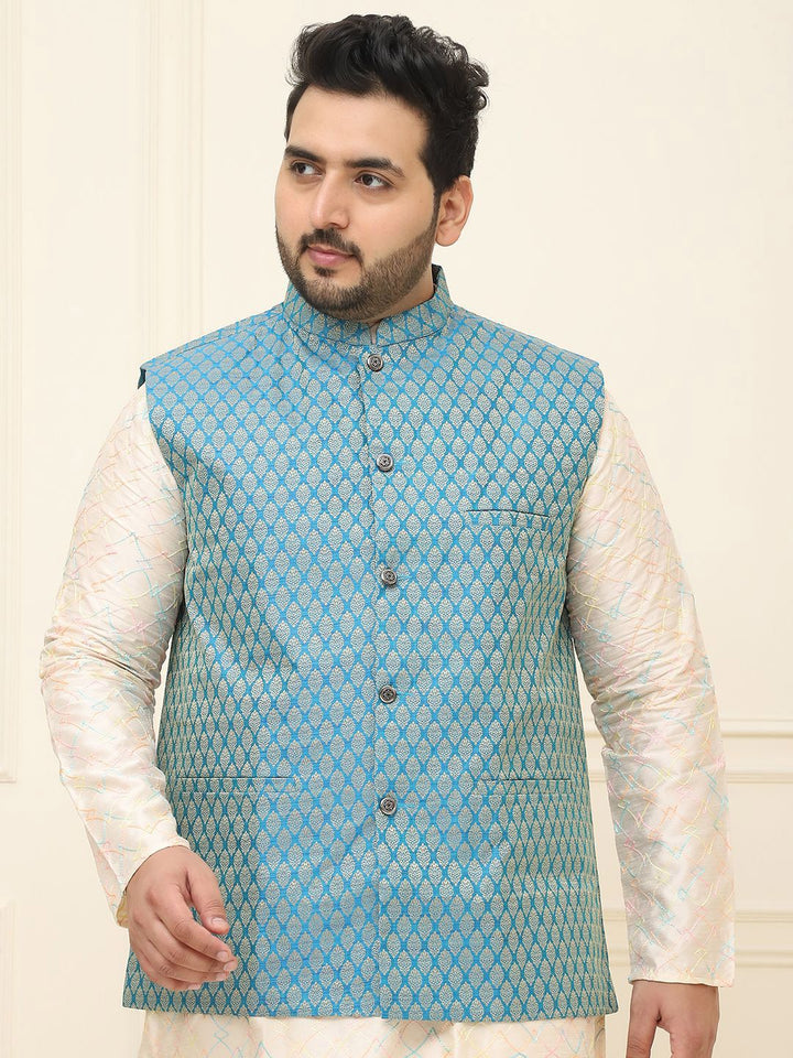 SOJANYA PLUS Men Printed Nehru Plus Size Jacket