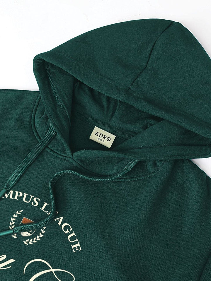 Adro Campus League Legacy Crew 320 GSM Fleece Printed Graphic Hoodie