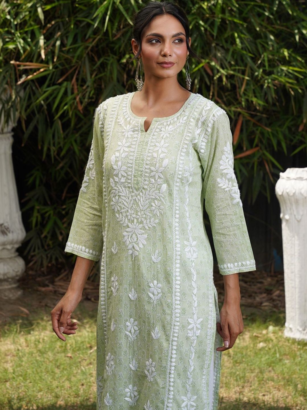 House of Chikankari Women Ethnic Motifs Embroidered Chikankari Indie Prints Kurta