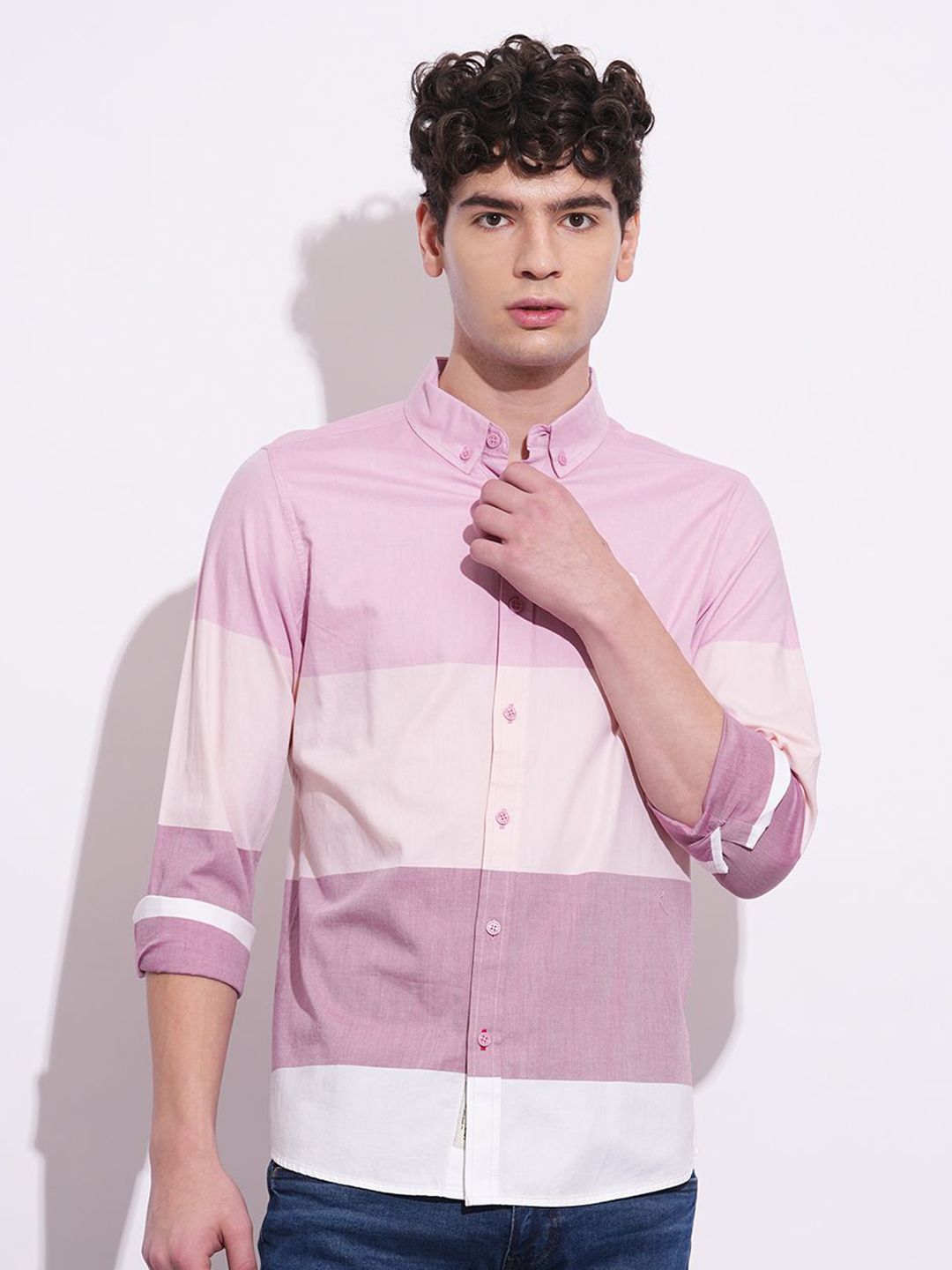 Being Human Men Classic Slim Fit Opaque Colourblocked Casual Shirt