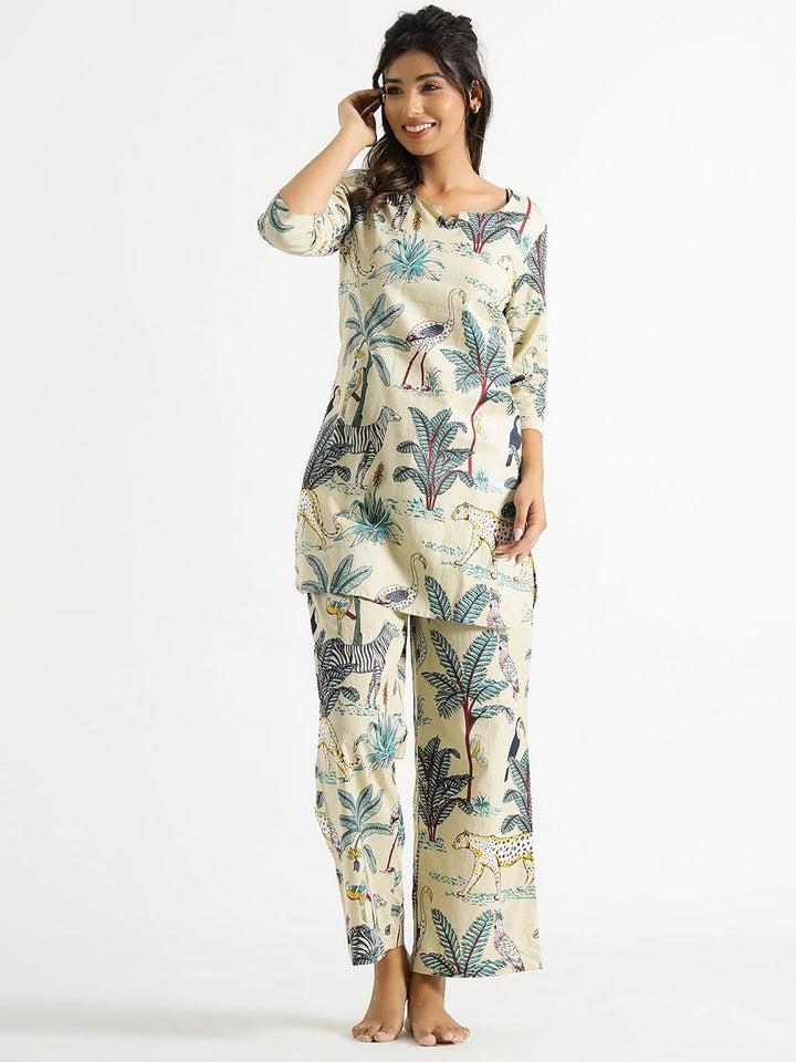 Mamicha Printed Pure Cotton Tunic With Palazzo Co-Ords