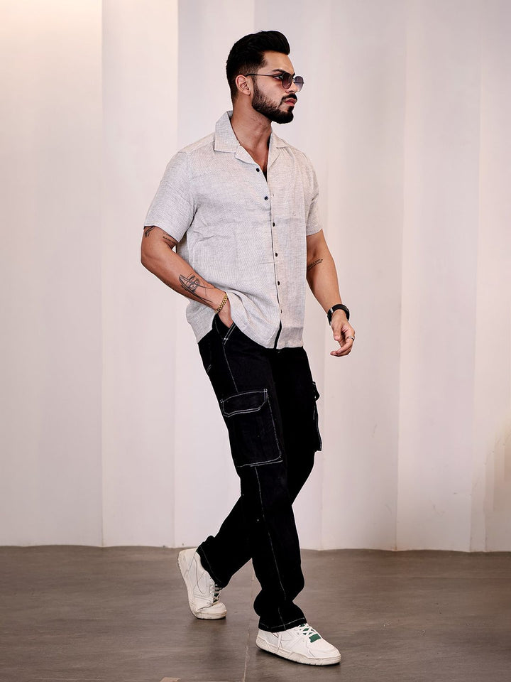 Eszett Cuban Collar Cotton Casual Shirt
