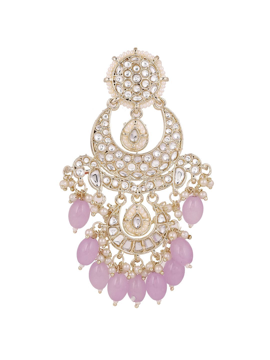 Priyaasi Gold-Plated Kundan Stone Studded & Pearls Manik Chandbalis