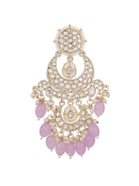 Priyaasi Gold-Plated Kundan Stone Studded & Pearls Manik Chandbalis
