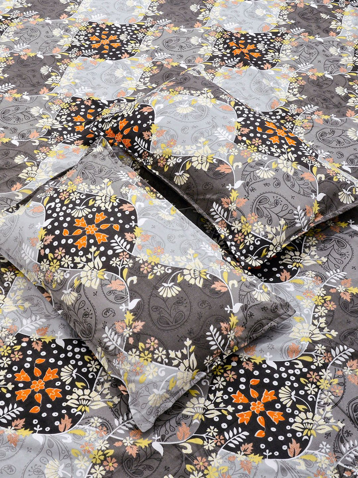 KLOTTHE Cadar Bercetak Kelabu & Putih 300 TC Double Dengan 2 Sarung Bantal- 2.5 m x 2.25 m