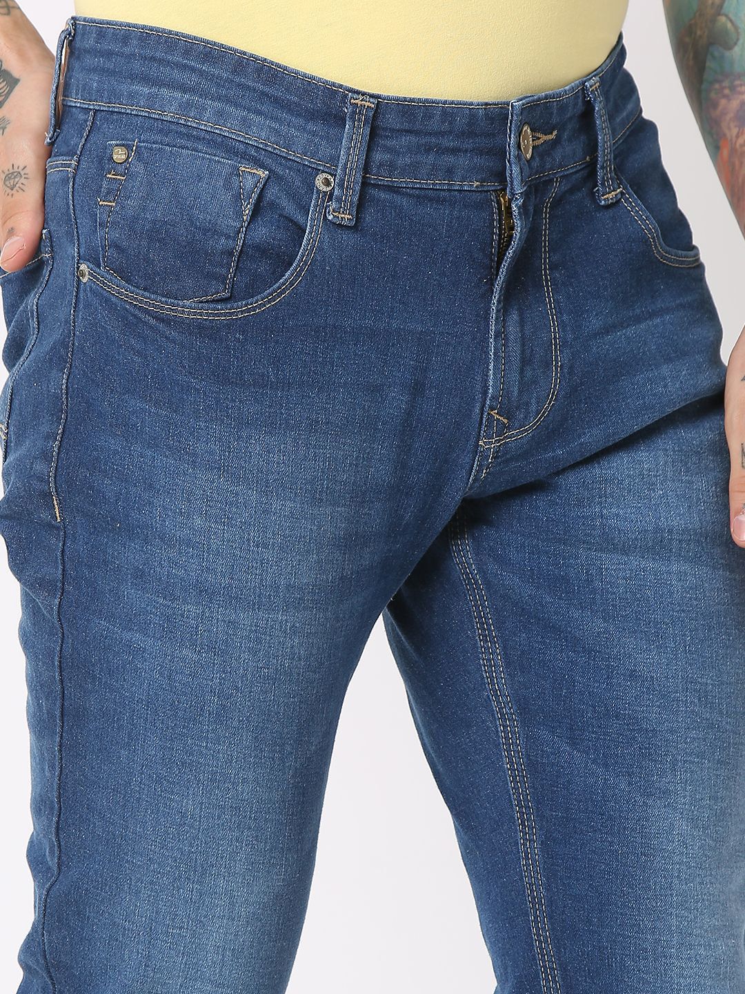 Spykar Men Skinny Fit Low-Rise Regangan Seluar Jeans