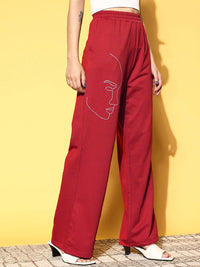 SASSAFRAS Women Graphic Printed Cotton Regular Fit Track Pants