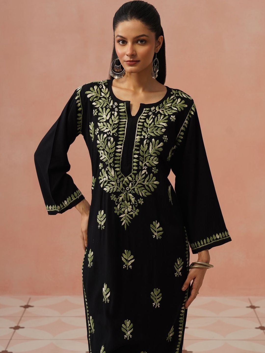 House of Chikankari Women Ethnic Motifs Embroidered Thread Work Kurta