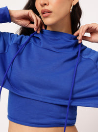 DressBerry Opulent Overlays Raglan Hooded Layered Crop Top