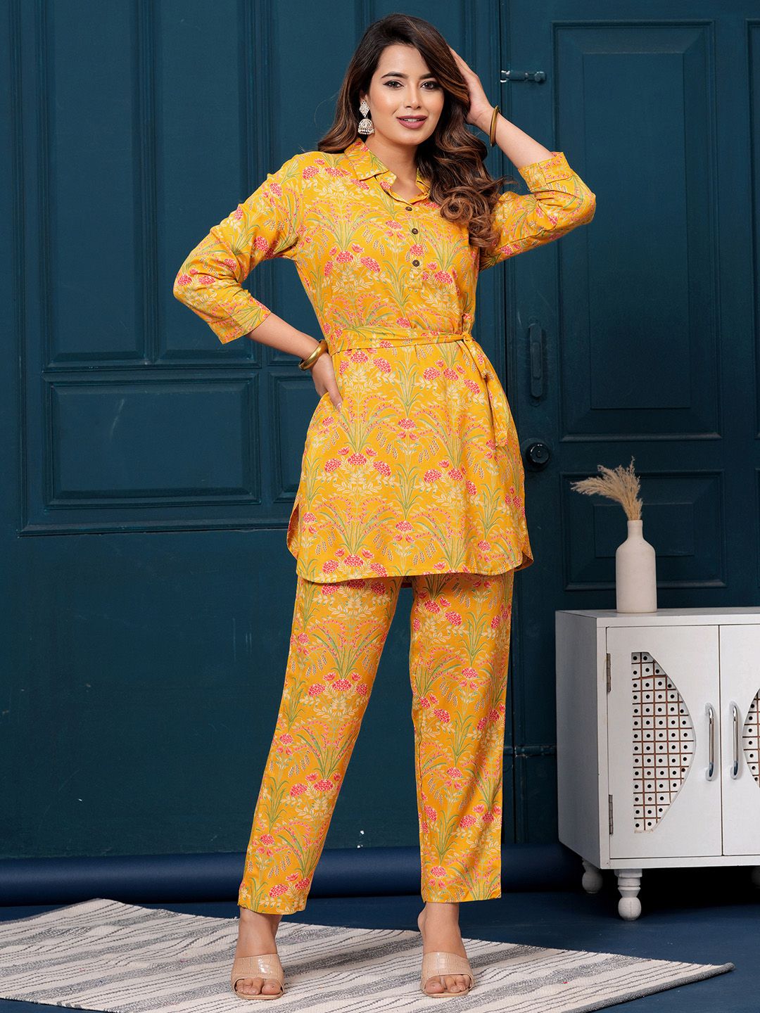 Indo Era Printed Tunic With Trousers Co-Ords