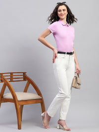 Monte Carlo Women Polo Collar Pure Cotton T-shirt