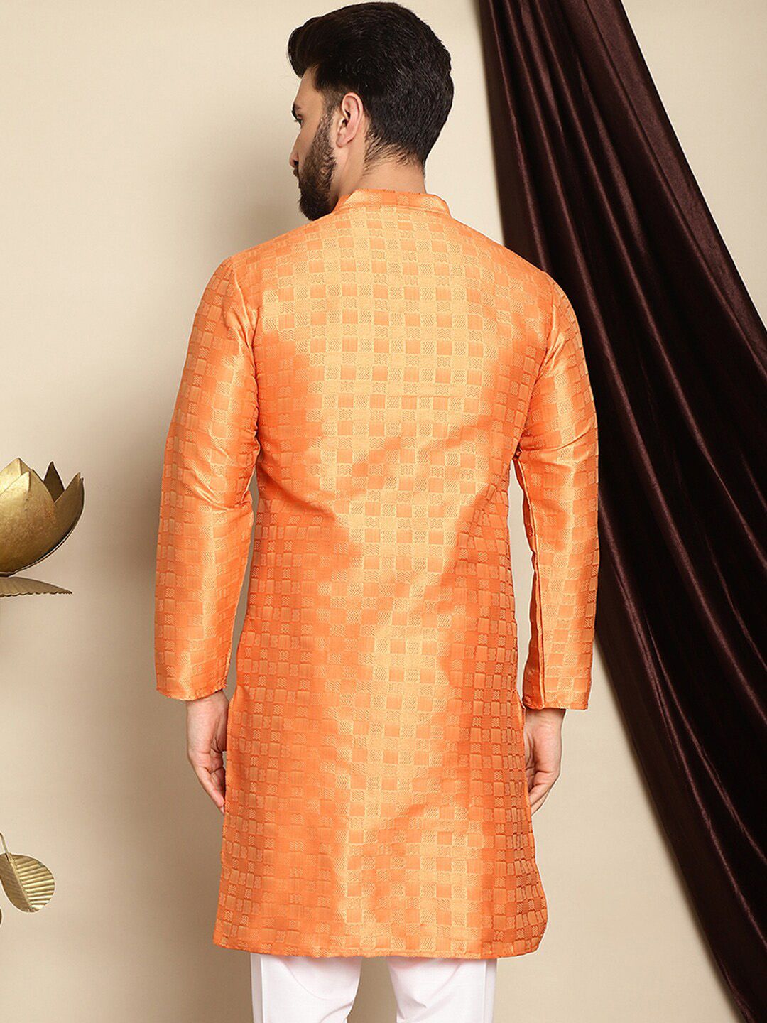 Anouk Woven Design Jacquard Silk Cotton Kurta Lurus