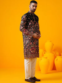 SOJANYA LUXE Sulam Bunga Labuci Mandarin Kolar Lurus Georgette Kurta