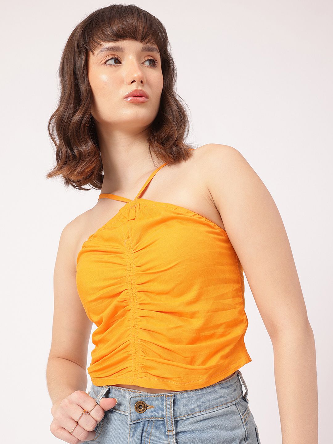DressBerry Y2K Glam Ruched & Smocked Crop Top