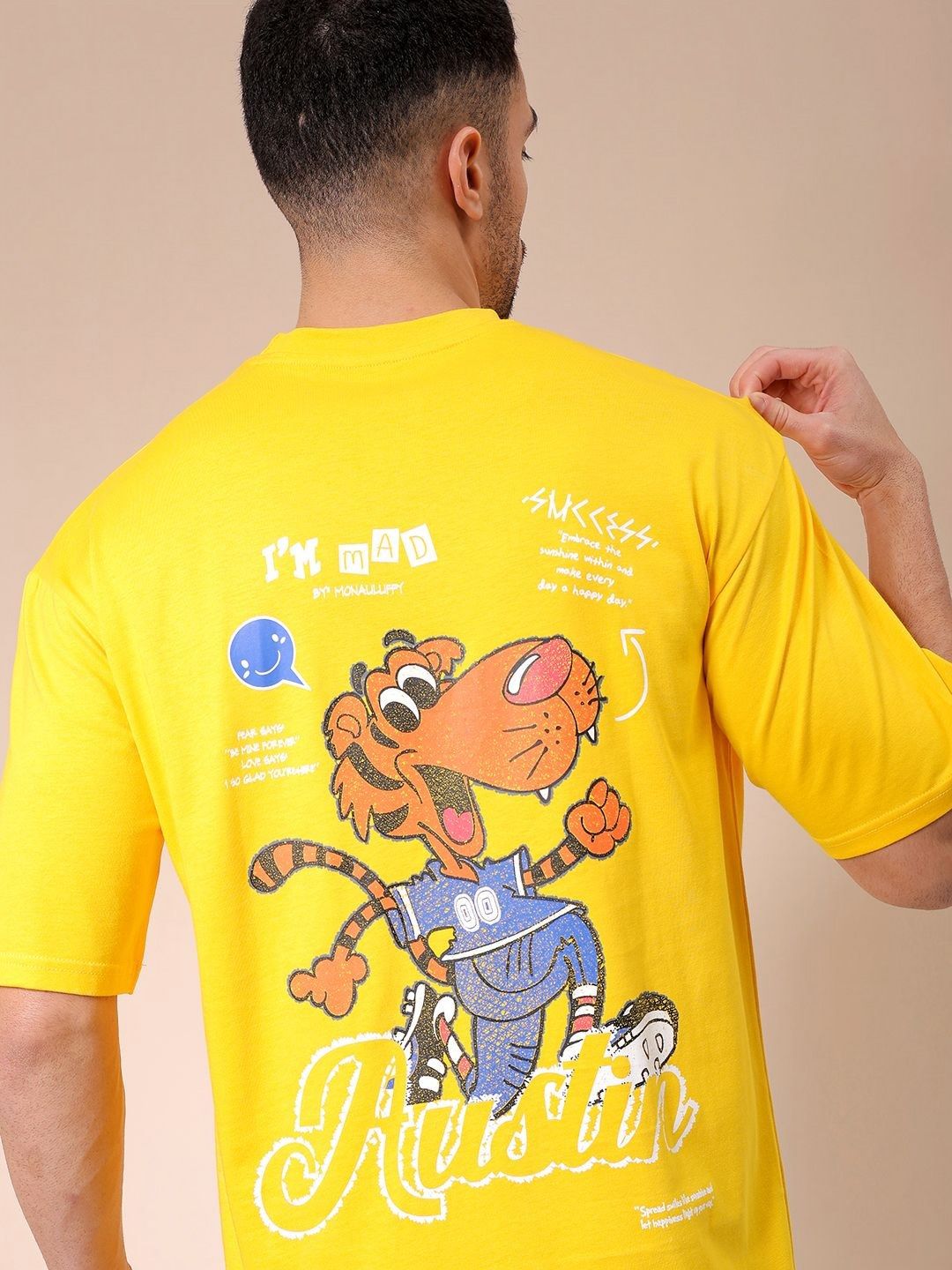 The Indian Garage Co Men Graphic Printed Round Neck Pure Cotton Oversized T-shirt