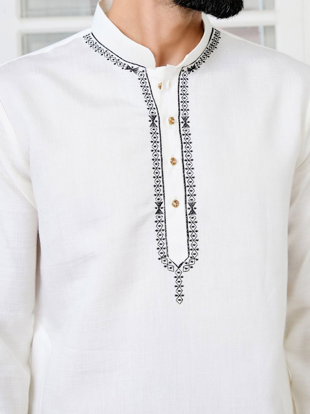 See Designs Men Geometric Embroidered Kurta with Pyjama