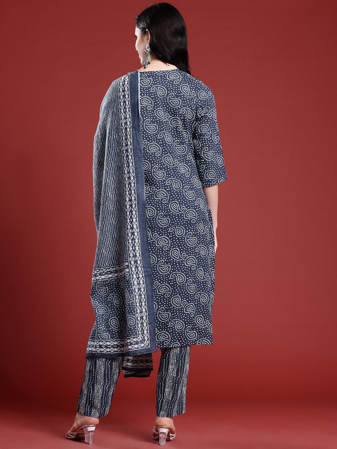 Anouk Bandhani Printed Pure Cotton Kurta with Trousers & Dupatta
