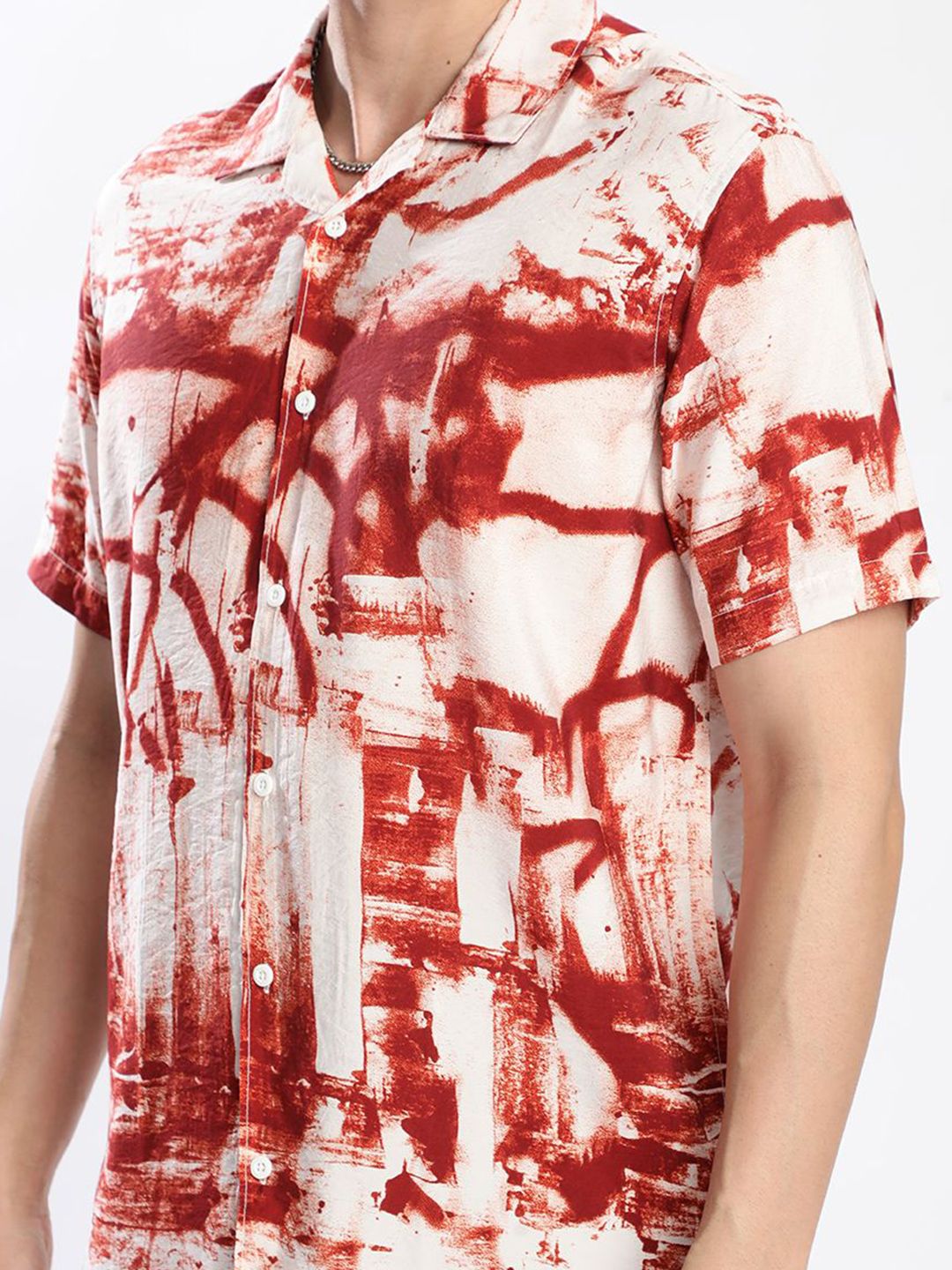 Bene Kleed Men Cuban Collar Abstract Printed  Casual Shirts