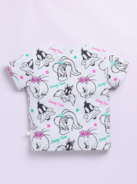 Happy Faces Girls Looney Tunes Printed Pure Cotton T-shirt