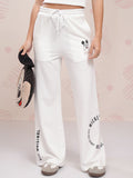 Tokyo Talkies Women Disney Mickey Mouse Printed Straight Fit High Rise Track Pants