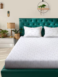 Myntra Elegant Homes White Floral 400 TC Bedsheet with 2 Pillow Covers