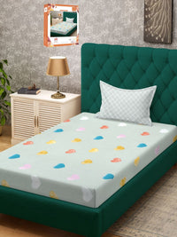 Myntra Elegant Homes Hijau & Biru Geometric 300 TC Set Cadar Katil Single-2.25m X 1.50m