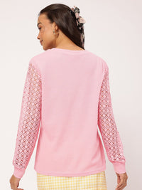 DressBerry Textured Temptress Semi-sheer Drop-Shoulder Sleeves Top