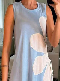 all about you Women Round Neck Floral Applique Detail Sleeveless Maxi Dress