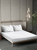 Myntra Elegant Homes White & Grey Floral 400 TC Bedsheet with 2 Pillow Covers