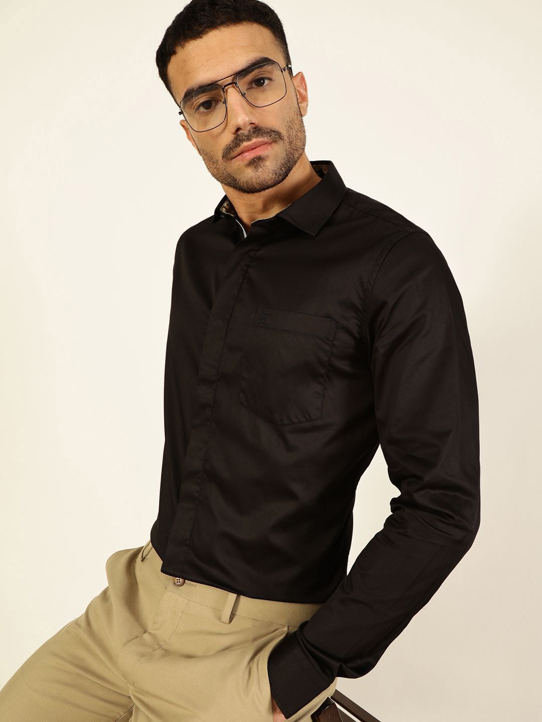 Thomas Scott Men Premium Cutaway Collar Solid Cotton Formal Shirt