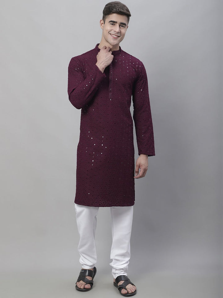 SOJANYA Geometric Embroidered Regular Pure Cotton Kurta With Churidar