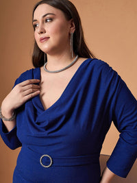 SASSAFRAS Curve Cowl Neck Bodycon Dress
