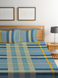 Myntra Elegant Homes Biru & Beige Printed 300 TC Set Cadar King 2.45 x 2.24 m