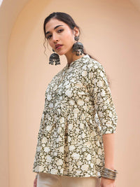 Shae by SASSAFRAS Floral Printed Pure Cotton Pleated Kurti