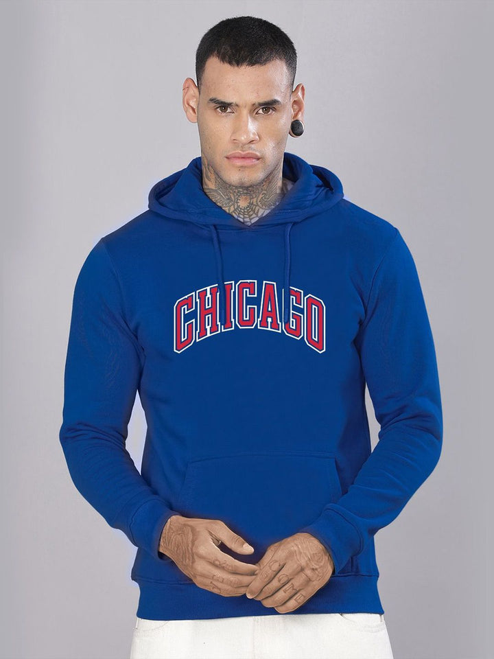 ADRO Men Typography Printed Hood Cotton Pullover Sweatshirt