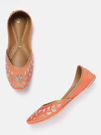 House of Pataudi Floral Embellished Ethnic Mojaris