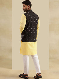 SOJANYA Kurta Lurus Sulam Geometrik Chikankari Kapas Tulen Dengan Piyama & Jaket