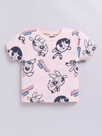 Happy Faces Kids Girls Powerpuff Girls Printed Pure Cotton T-Shirt