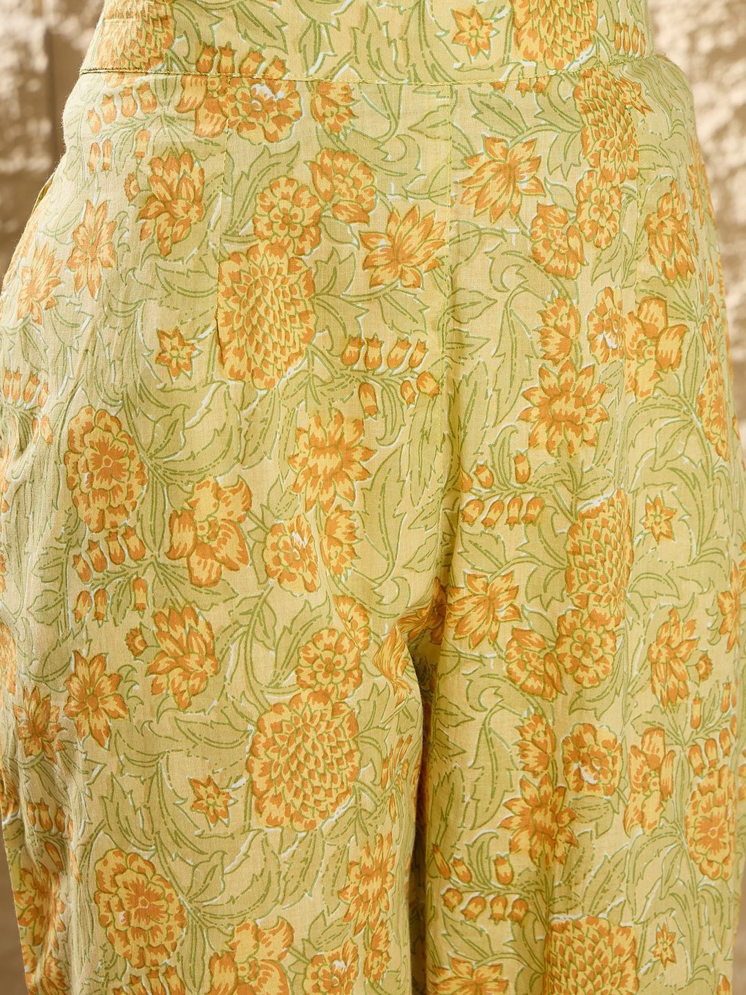 Indo Era Women Floral Printed Pleated Pure Cotton Kurta with Trousers & Dupatta