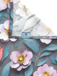 KLOTTHE Blue & White Floral Printed Flat 300 TC Single 7D Bedsheet With Pillow Cover