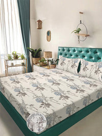 KLOTTHE Floral 300 TC Cadar King Berwarna Krim dengan 2 Sarung Bantal