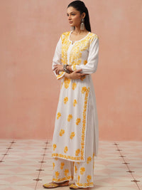 Rumah Chikankari Kurta Chikankari Biasa Wanita dengan Seluar
