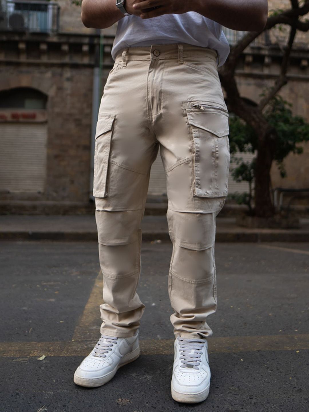 Powerlook Men Beige Regular Fit Cargo Pant