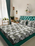 KLOTTHE Grey Geometric Printed Dilengkapi 300 TC Single Cadar Halus Dengan Sarung Bantal