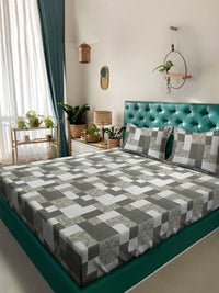 KLOTTHE Grey Geometric Printed Dilengkapi 300 TC Single Cadar Halus Dengan Sarung Bantal