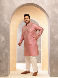 SOJANYA PLUS Men Ethnic Motifs Printed Festive Silk Straight Kurtas