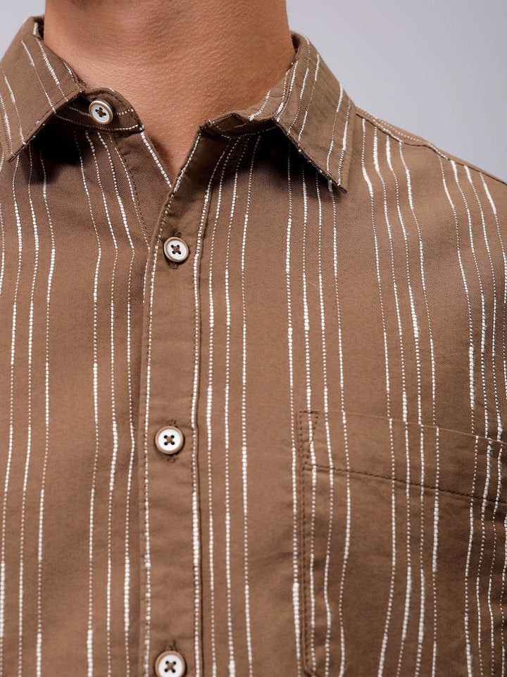 The Indian Garage Co Men Slim Fit Multi Stripes Opaque Striped Casual Shirt