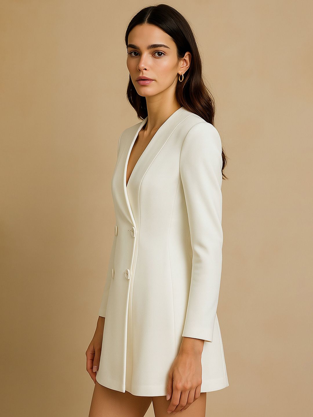 SASSAFRAS Women V-Neck Mini Blazer Dresses