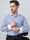 Hancock Men Classic Fit Striped Spread Collar Cuff Cuff Pure Cotton Formal Shirt